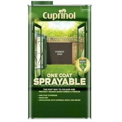 Image of Cuprinol One Coat Sprayable Fence Treatment 5 Litre, Autumn Brown
