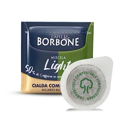 Image of Caffè Borbone Compostable Pod, Light Coffee Blend, 50% less caffeine than the Blue Blend 50 Pads Compatible with ESE System Paper 44 mm
