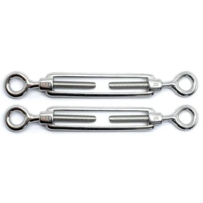 Image of M6 x 90mm Eye &amp; Turnbuckles Wire Tensioner Strainer Closed Hook Threaded A4 Marine Grade Stainless Steel (Pack of 2)