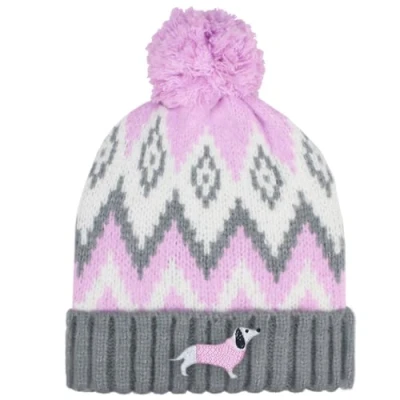 Image of TeddyT&#039;s Women&#039;s Sausage Dog Dachshund Nordic Luxury Bobble Hat (UK, Alpha, One Size, Pink)