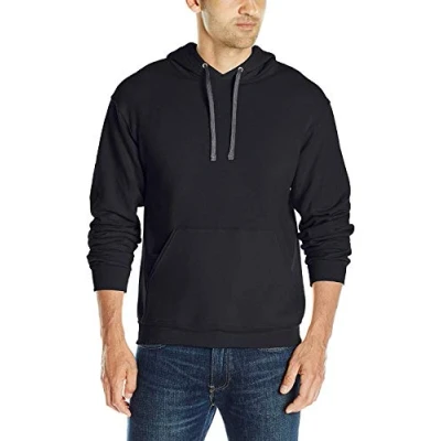 Image of Fruit of the Loom Men&#039;s Sofspun Fleece Pullover Hoodie, Black, Large