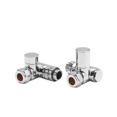 Image of Milano Chrome Manual Dual Fuel Corner Heated Towel Rail Radiator Valves