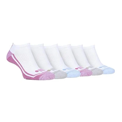 Image of Jeep 6 Pairs Ladies Performance Polyester Low Cut Ankle Length Trainer Gym Socks (4 8, White/Pink)