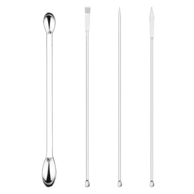 Image of Labasics 4 Pcs Lab Micro Spoon and Spatula Set, Stainless Steel Double Ended Spatulas Sampling Spoons Scoopulas Weighting Set