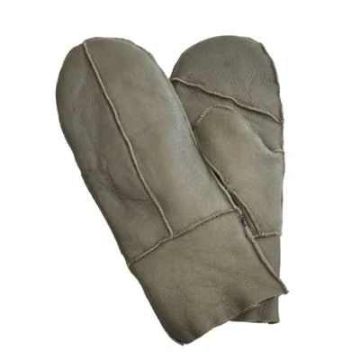 Image of Infinity Leather Womens Green Genuine Real Sheepskin Mittens Warm Gloves