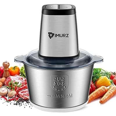 Image of Mini Chopper Electric Food Processor with 2 Litre Stainless Steel Bowl, Speeds, 4 Bi Level Blades,500W, Silver