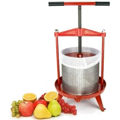 Image of Fruit Press Cider Wine Making with T Hand for Homemade Naturial Juice, Grape, Vinasse,Oil Pomace and Honeycomb, Apple Crusher Presser, Included Free Filter Bag (14L, Stainless Steel)