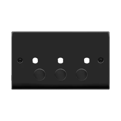 Image of Click Deco 3 Gang Unfurnished Dimmer Plate and Knob (1200W Max) Matt Black