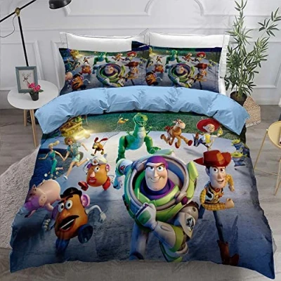 Image of Ste X 3 Pieces Super Soft Duvet Cover with Zipper Toy Story, 100% Microfiber Bedding Sets 2 Pillowcases 80x80cm (200x200cm(Double),Style 02)