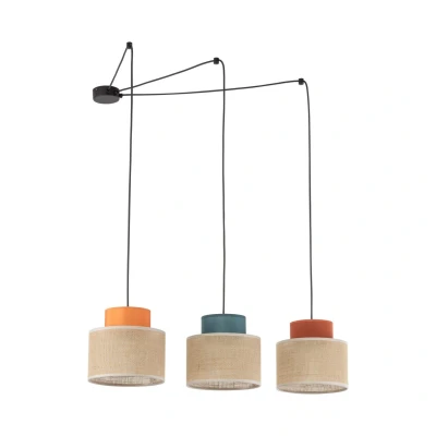 Image of Duo Cluster Pendant Ceiling Light Brown, Brick, Orange, Green 3xE27