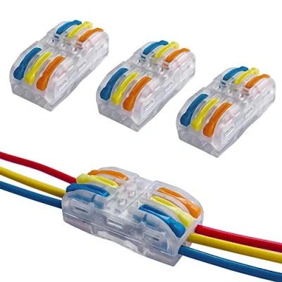 Image of QitinDasen 12Pcs Premium Lever Nut Wire Connectors, Bilateral 6 Hole Transparent Conductor Compact Quick Connector Cable Clamp Terminal Block Spring (Multicolor Lever)