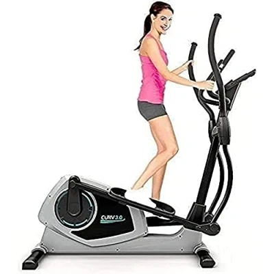 Image of Bluefin Fitness CURV 3.0 Elliptical Cross Trainer Home Gym Exercise Step Machine Air Walker Long Stride LCD Digital Console Bluetooth Smartphone App Black &amp; Grey Silver