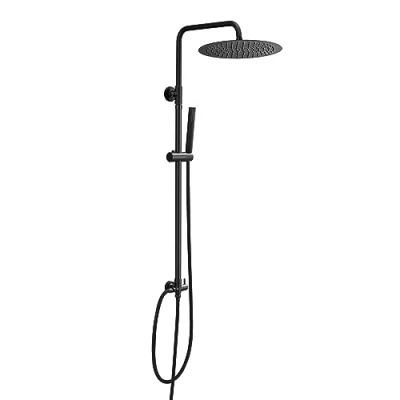 Image of JOHO Shower Set System Bathroom in Stainless steel 304 with Bar Holder Bracket Adjustable Height,Multifunction Hand and Head Black D30cm.