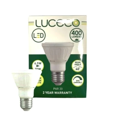 Image of Luceco 6.5W (70W) PAR20 Non Dimmable E27 Screw Cap LED Light Bulb, 400 lumens, 2700k Warm White [Energy Class A+]