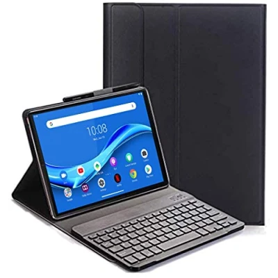 Image of RLTech Keyboard Case for Lenovo Tab M10 FHD Plus (QWERTY Layout), Ultra Slim Flip with Removable Wireless Stand Cover TB X606F 10.3 Inch, Black