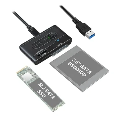 Image of ICY DOCK MB031U 1SMB EZ Adapter 1x 2.5 Inch SATA or M.2 SSD to USB 3.2 Gen1 External 5Gbps Black Cable Included
