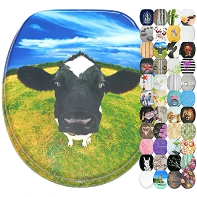 Image of Sanilo Soft Close Toilet Seat, Wide Choice of Beautiful Seats, Stable Hinges, Easy to Mount (Cow)