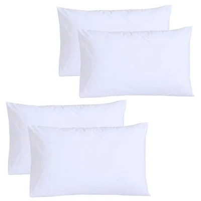Image of Funky Gadgets Pillow Cases 4 Pack White 200 Thread Count 100% Egyptian Cotton Pillowcases, Soft Breathable &amp; Hypoallergenic Envelope Closure Covers (50 X 75+15cm)