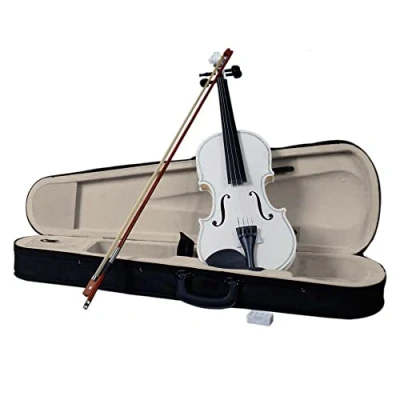 Image of 4/4 Full Size Acoustic Violin Fiddle Set for Adult Beginners Students with Case, Bow, Rosin (White)