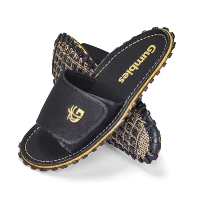 Image of Gumbies Strider Unisex Slides, with Supersoft Cotton Adjustable Strap, Footbed &amp; Recycled Rubber Sole Comfort Guaranteed Black EU44