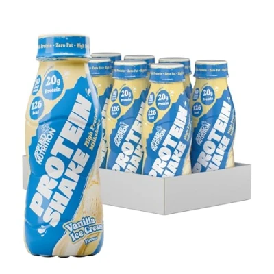 Image of Applied Nutrition Protein Shakes High Shake Ready To Drink, Drink With 20g Of Protein, Low Fat Shake, On The Go Bottle 8 x 330ml (Vanilla)