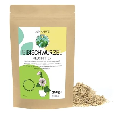 Image of Marshmallow Root Tea 250g 8.8 oz by Alpi Nature, Loose Tea, Cut and Unpeeled, Dried for Preparation of