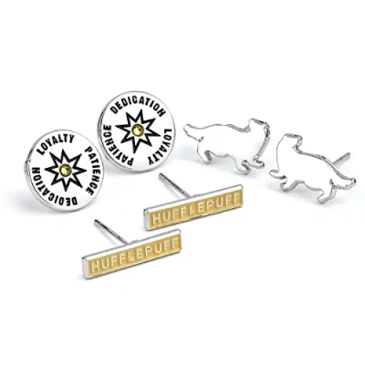 Image of Official Harry Potter Hufflepuff Set of 3 Stud Earrings