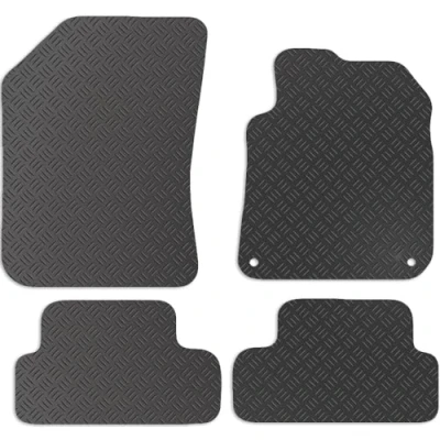Image of Carsio Rubber Car Mats For Peugeot 308 GT 2015 2017 Tailored Fit Floor Mat Set Complete Accessory Black Custom Fitted All Weather &amp; Heavy Duty, Anti Slip Backing with Clips