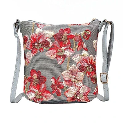 Image of Signare Tapestry Small Crossbody Bag SLING for Women with Floral Designs (Orchids, ORC)