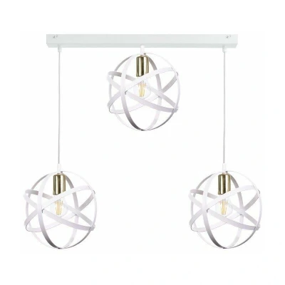 Image of Pola Bar Pendant Ceiling Light White, Gold, 65cm, 3x E27