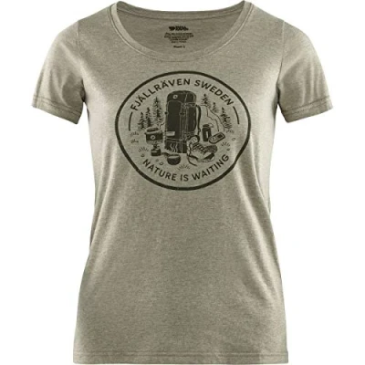 Image of FJALLRAVEN F83512 622 999 Fikapaus T shirt W Light Olive Melange XXS