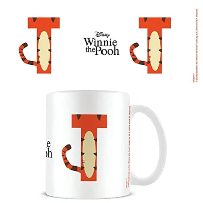 Image of Disney Alphabet Personalised Mug (T for Tigger Design) 11oz Ceramic Coffee in Presentation Gift Box Official Merchandise, Black,Orange