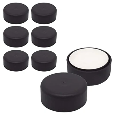Image of SKIR&#039;CO (Pack of 8 pcs Height Adjustable Plastic Furniture Legs, Round Ø 55 mm, Self Adhesive Feet, With Stickers (8, Matte Black)