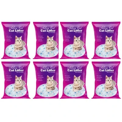Image of FabFinds Cat Litter Antibacterial Silica Gel Non clumping Long Lasting Odour Control Dust Free 3.8L (8 Pack)