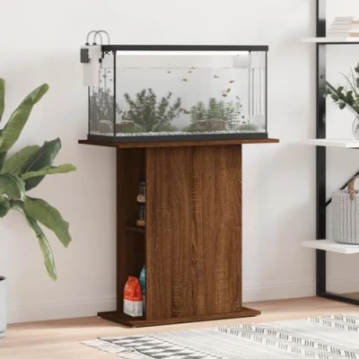 Image of Toshilian Aquarium Stand, Cabinet Fish Tank Stand Brown Oak 75x36x72.5 cm Engineered Wood