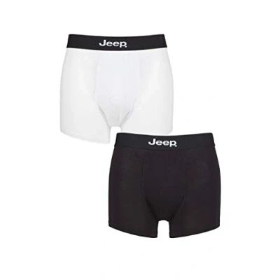 Image of Mens 2 Pack Jeep Plain Fitted Bamboo Trunks Black / White Meduim