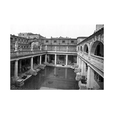Image of Wee Blue Coo Vintage Photo Bath Roman Baths Abbey England Old Wall Art Print