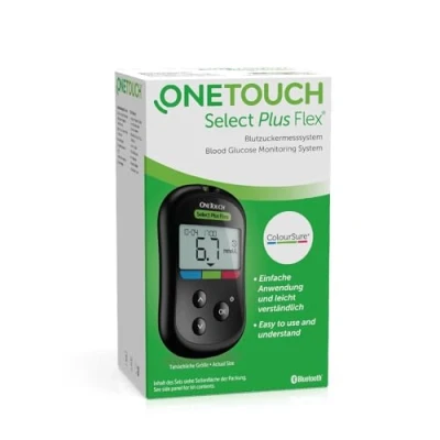 Image of OneTouch Select Plus Flex® Blood Glucose Meter I System for Control with 1 Meter, 10 Test Strips, Lancing Device, lancets, Pouch (Including Batteries)