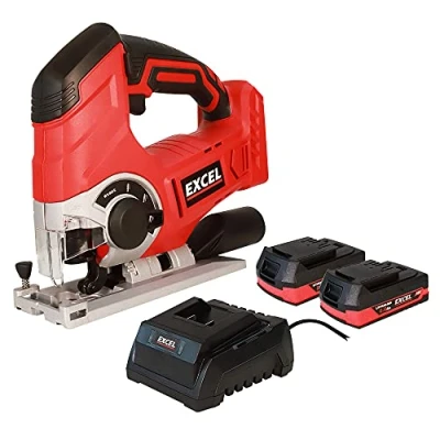Image of Excel 18V Cordless Jigsaw with 2 x 2.0Ah Battery &amp; Charger EXL273 Variable Speed 2300RPM 4 Pendular Positions Quick Release Function Stroke Length 25.4mm LED Worklight
