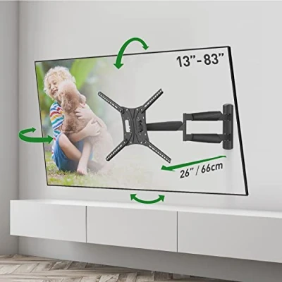 Image of Barkan 66cm Long TV Wall Mount, 13 83 inch Full Motion Articulating 4 Movement Premium Flat/Curved Screen Bracket, Holds up to 50kg, Extremely Extendable, Fits LED OLED LCD