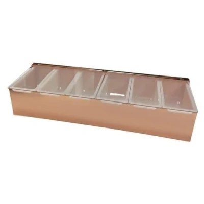 Image of We Can Source It Ltd 6 Part S/St Condiment Holder Copper Plated With Lid