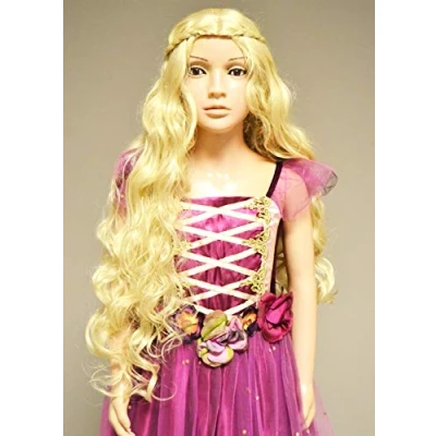 Image of Kids Rapunzel Princess Girls Extra Long Curly Blonde Wig
