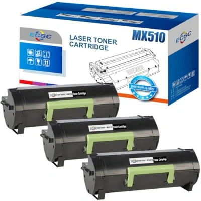 Image of ECSC Toner Cartridge 60F2H00 / MX510 For Printer, Compatible With Lexmark MX310dn MX310dnw MX410de MX510de MX511 MX511de MX511dhe MX511dte (Black, 3 Pack)