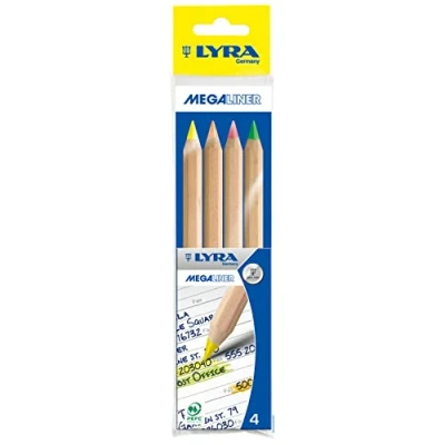 Image of LYRA Megaliner Highlighter Pencils, Hexagonal, Thick, Natural, Plastic Bag, Assorted Colours