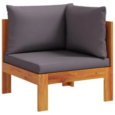 Image of vidaXL Garden Sofa Corner Solid Wood Acacia with Cushions, Modular Outdoor Furniture for Patio, Deck, Garden, Easy Clean &amp; Durable