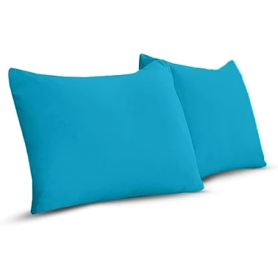 Image of Deep Fitted Sheet 25cm Plain Dyed Non Iron Polycotton Bed Mattress Cover Elasticated Pocket (Pair of Pillow Cases Only, Teal)