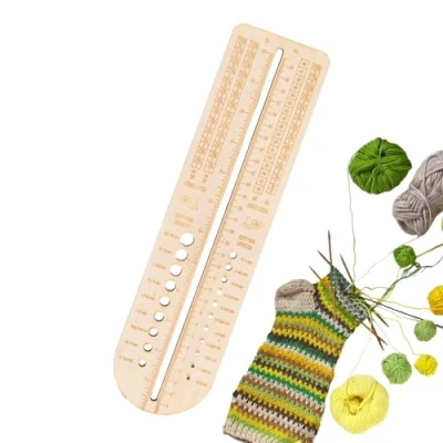 Image of Sock Ruler For Knitted Socks Wooden Blockers Knitting Needle Gauge Crochet Size Measurement Measuring Tool Tools Beginners