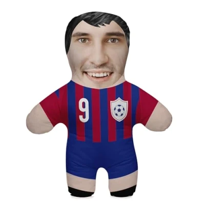 Image of Personalized Funny Photo Gift Pillow Cushion with Filling; Colorful Body your own Face Picture Printed; 45 cm High; Birthday Present Valentine&#039;s Day; Motif Soccer Player [091]