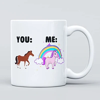 Image of You Horse Vs Unicorn Me Animal Joke Large Heavy Duty Ceramic Novelty Funny Coffee Mug, Cup for Men &amp; Women, Girls Boys Gift Birthday, Leaving, Teacher, Christmas Work Colleague