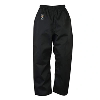 Image of Playwell Martial Arts Karate Black 100% Cotton Medium Weight Trousers 9oz New (00/120cm)